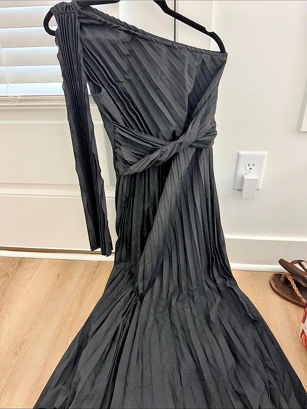 Black Pleated Maxi Dress